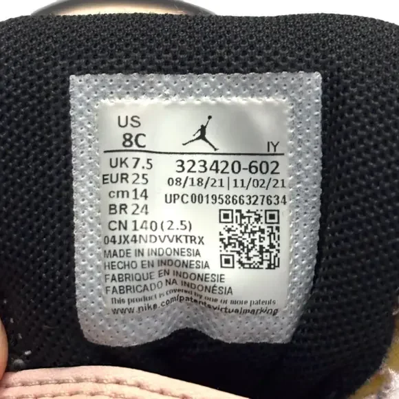 Nike Air Jordan Shoes Toddler‎ 8 C 6 Rings Pink Atmosphere Glossy Sneakers - Picture 8 of 10